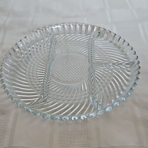 Clear Glass Divided Snack Serving Tray 10"-10"